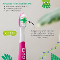 GUM Playbrush KIDS 3+, chytrý elektrický sonický zubní kartáček pro děti od 3 let s interaktivní aplikací pro hraní, ovládáním t